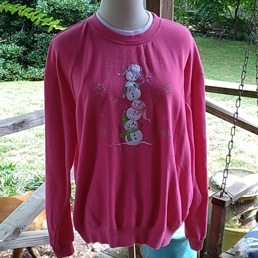 Decorated Originals XL pink Christmas 🎄 snowmen sweatshirt
